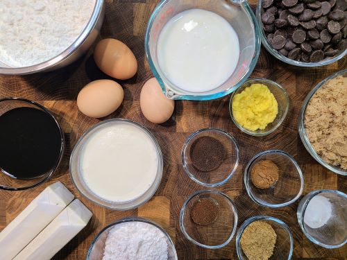 Ingredients for chocolate gingerbread