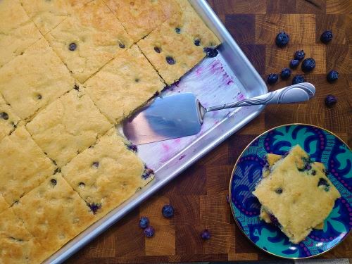 Sliced Blueberry Sheet Pan Pancake