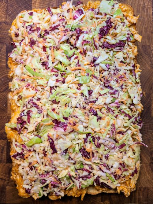 Coleslaw layer for Buffalo chicken sliders