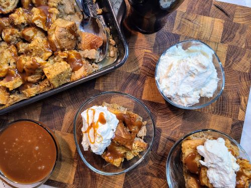 A beer with soda bread pudding