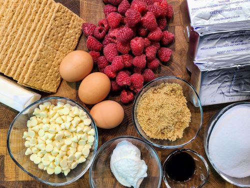 Ingredients for raspberry cheesecake