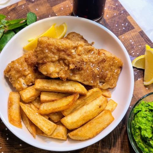 serving Fish and chips