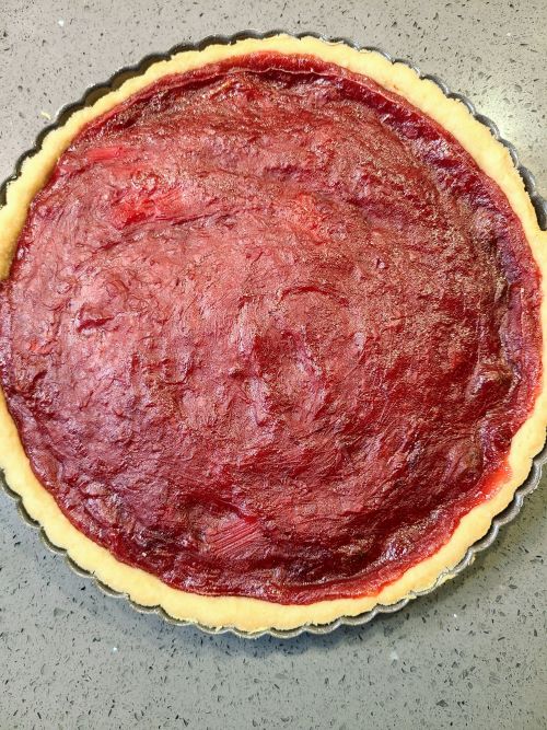 A baked Rhubarb tart