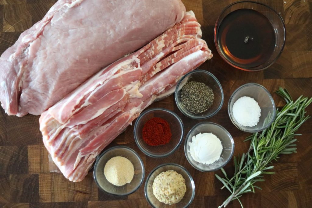 Ingredients for bacon pork loin