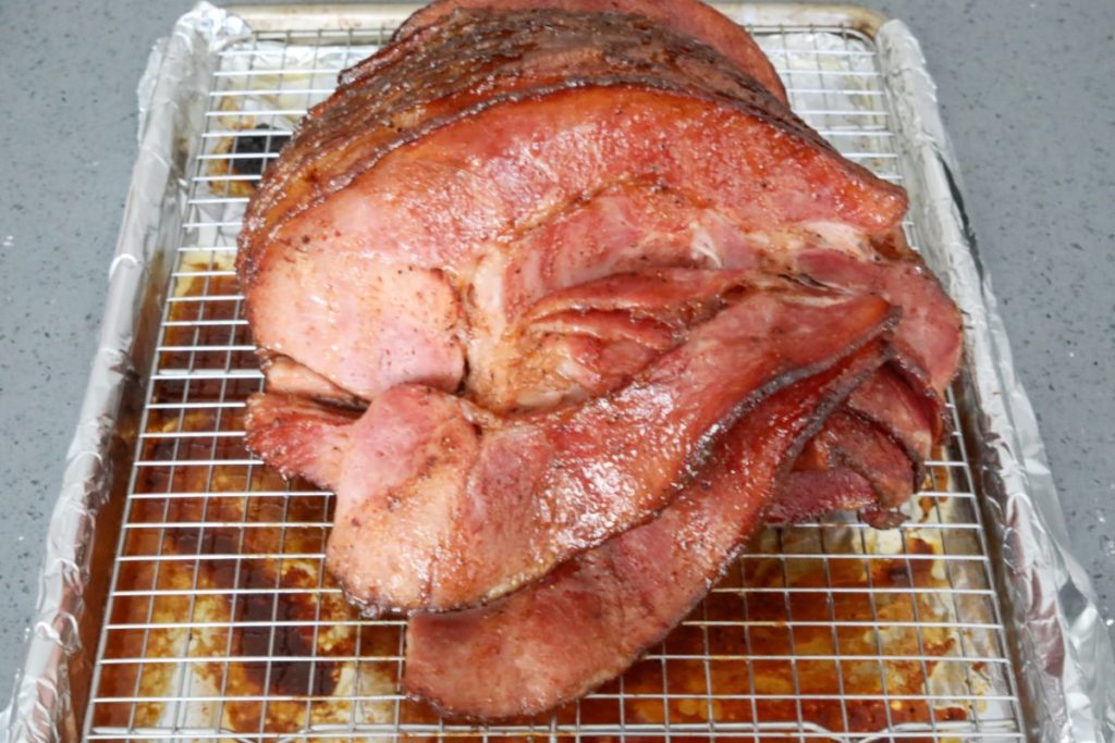 honey glazed ham fresh from the oven
