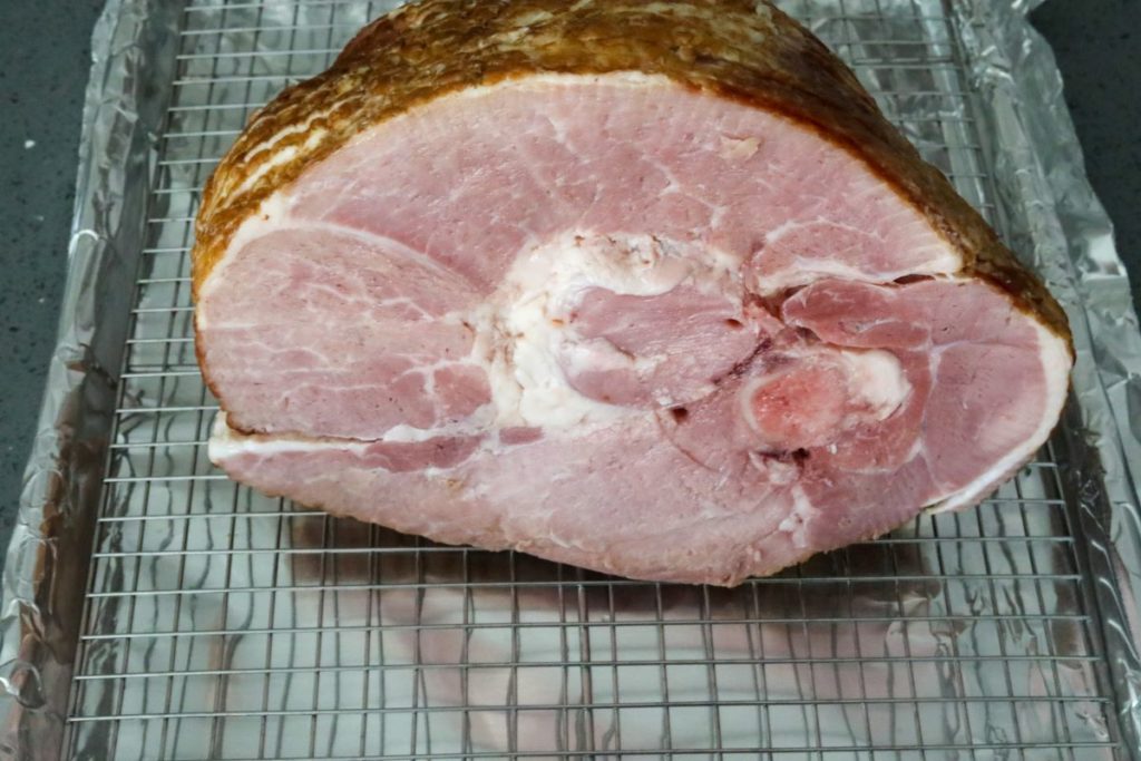 honey glazed ham just before baking