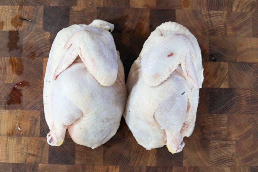 chicken cut in half
