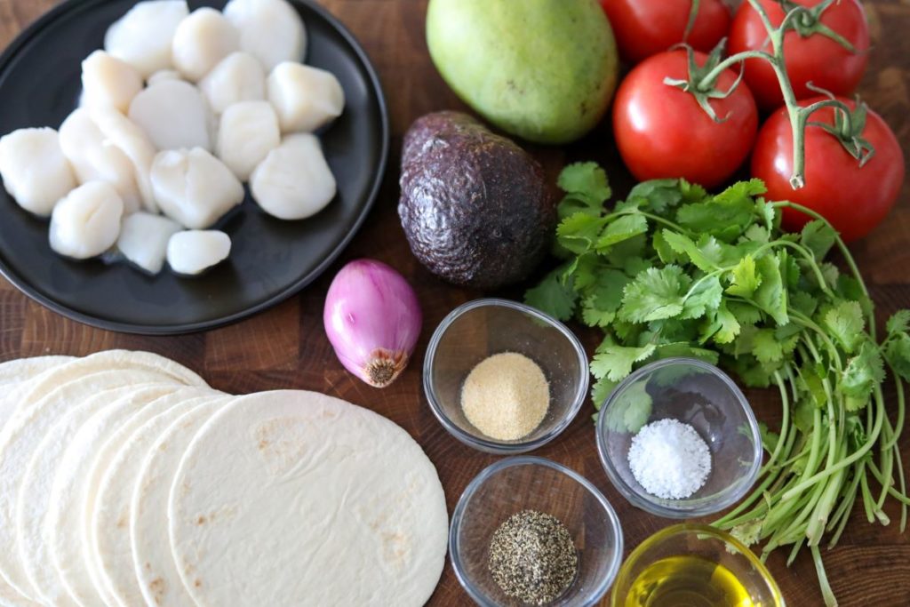 Ingredients for scallop taco