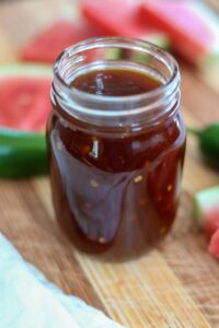 Jar of watermelon barbeque sauce