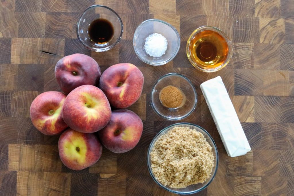ingredients for bourbon baked peaches