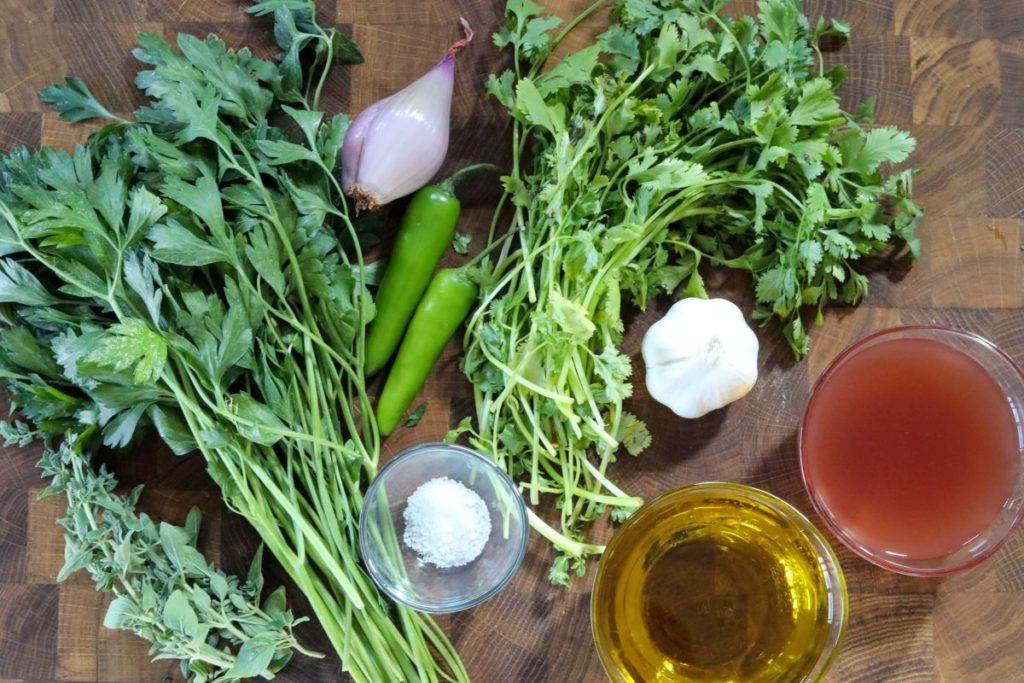 Ingredients for chimichurri sauce