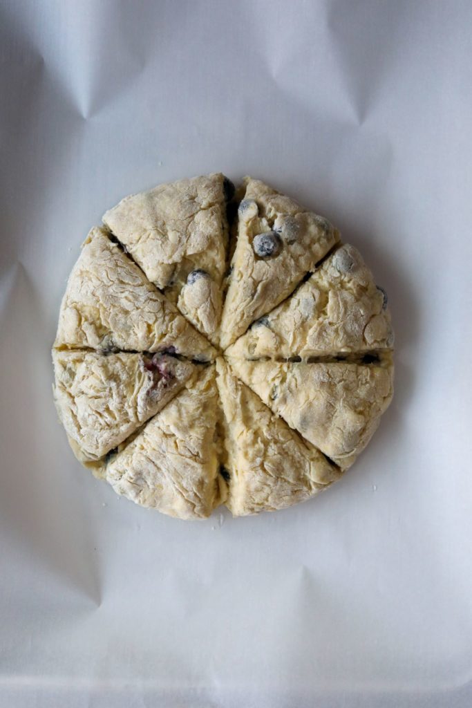 sourdough discard scone dough ball sliced