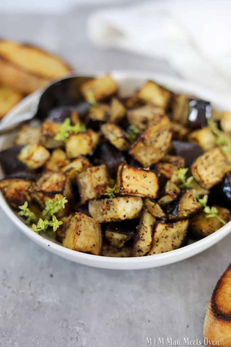 Bowl of roasted eggplant