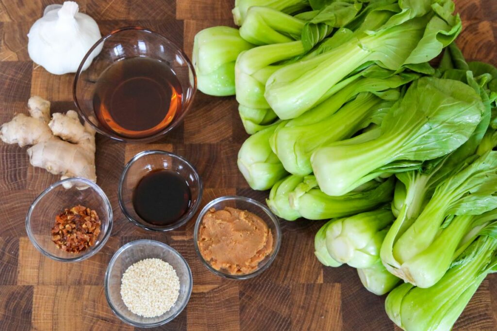 Ingredients for roasted bok choy