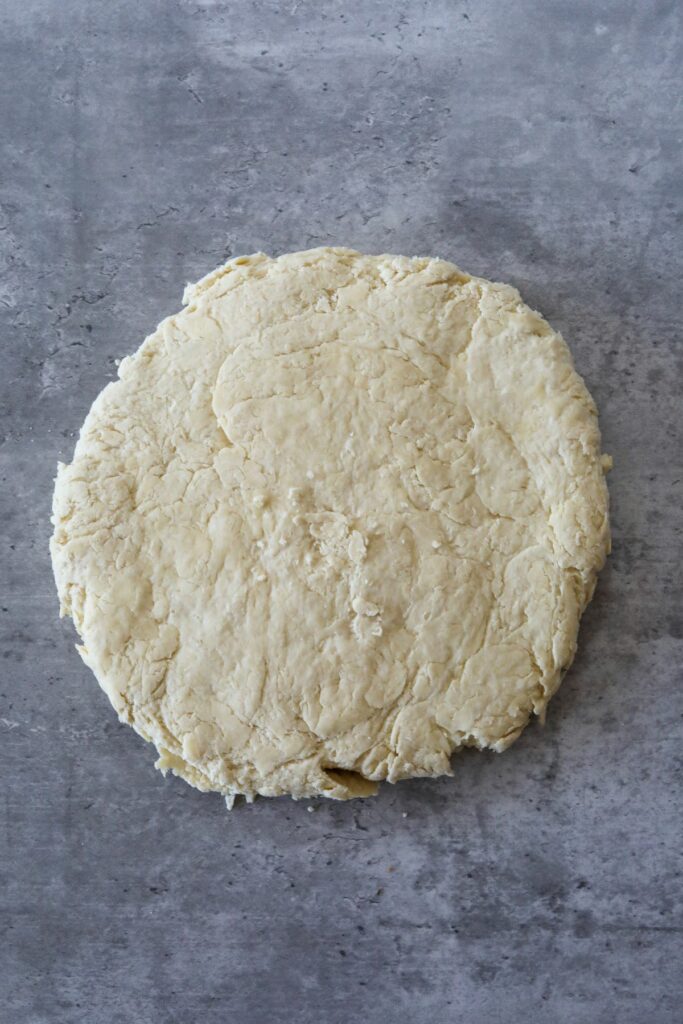 Flattened ball of dough