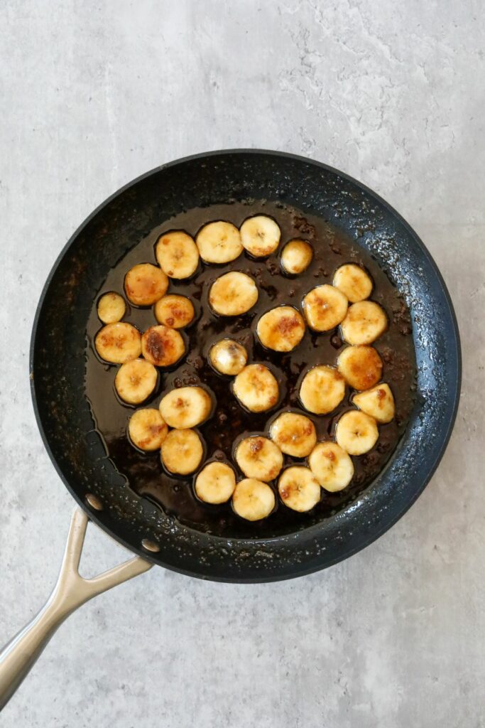 Bananas foster in a pan