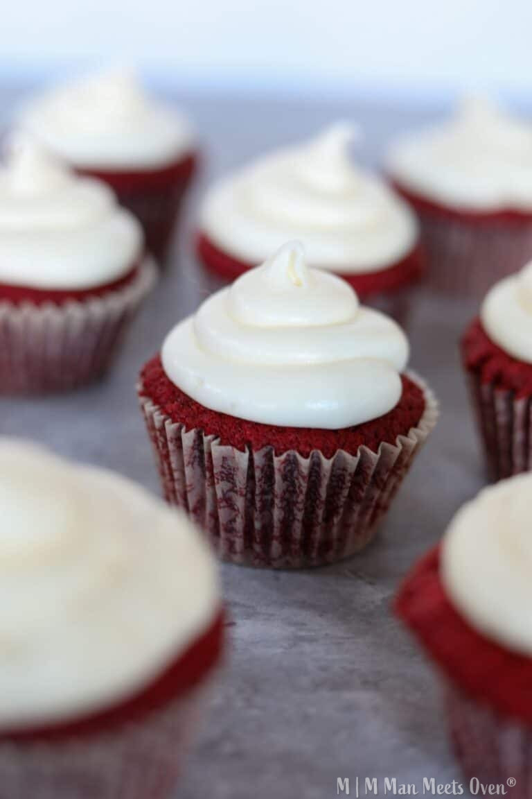 Iced red velvet cupcakes