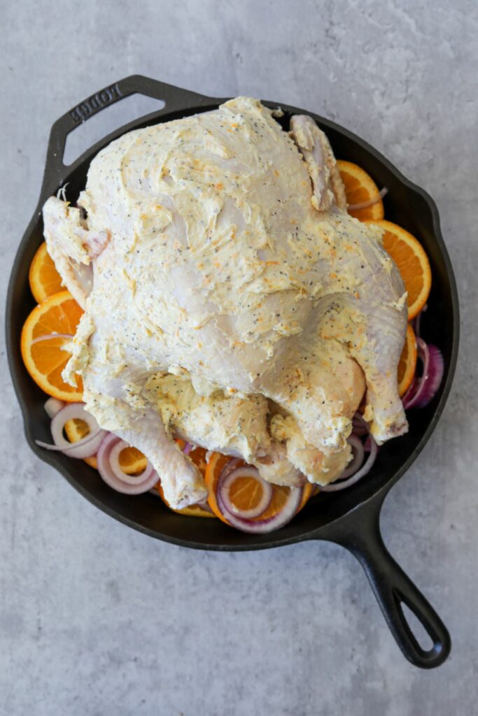 buttered chicken in a cast iron skillet
