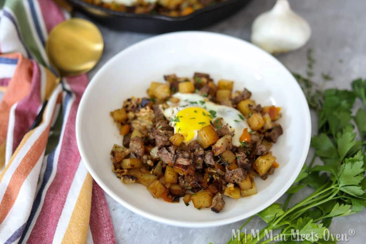 Steak and Potato Hash with Eggs Man Meets Oven