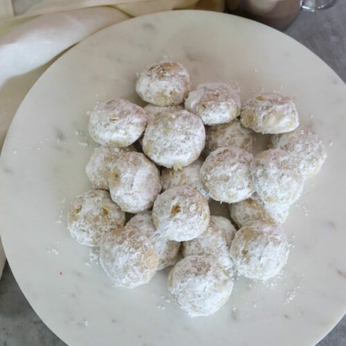 A mound of Mexican wedding cookies