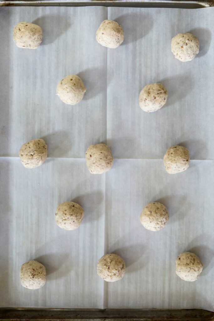 Cookie dough on a lined sheet pan