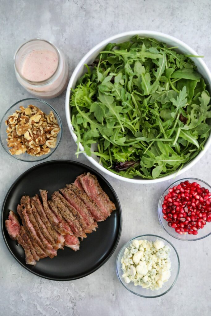 Prepared ingredients for salad