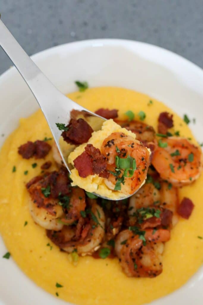 A spoonful of shrimp and grits