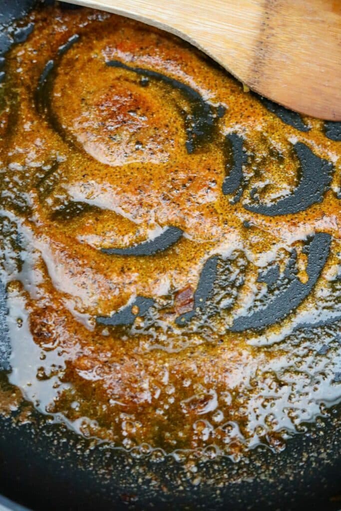 oil and spices in a pan