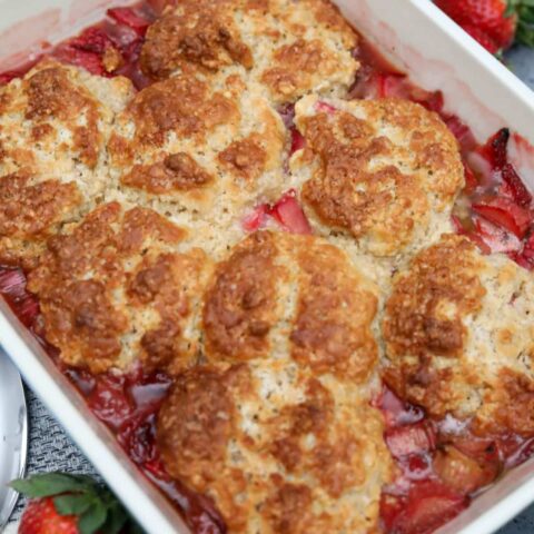 Strawberry and rhubarb cobbler