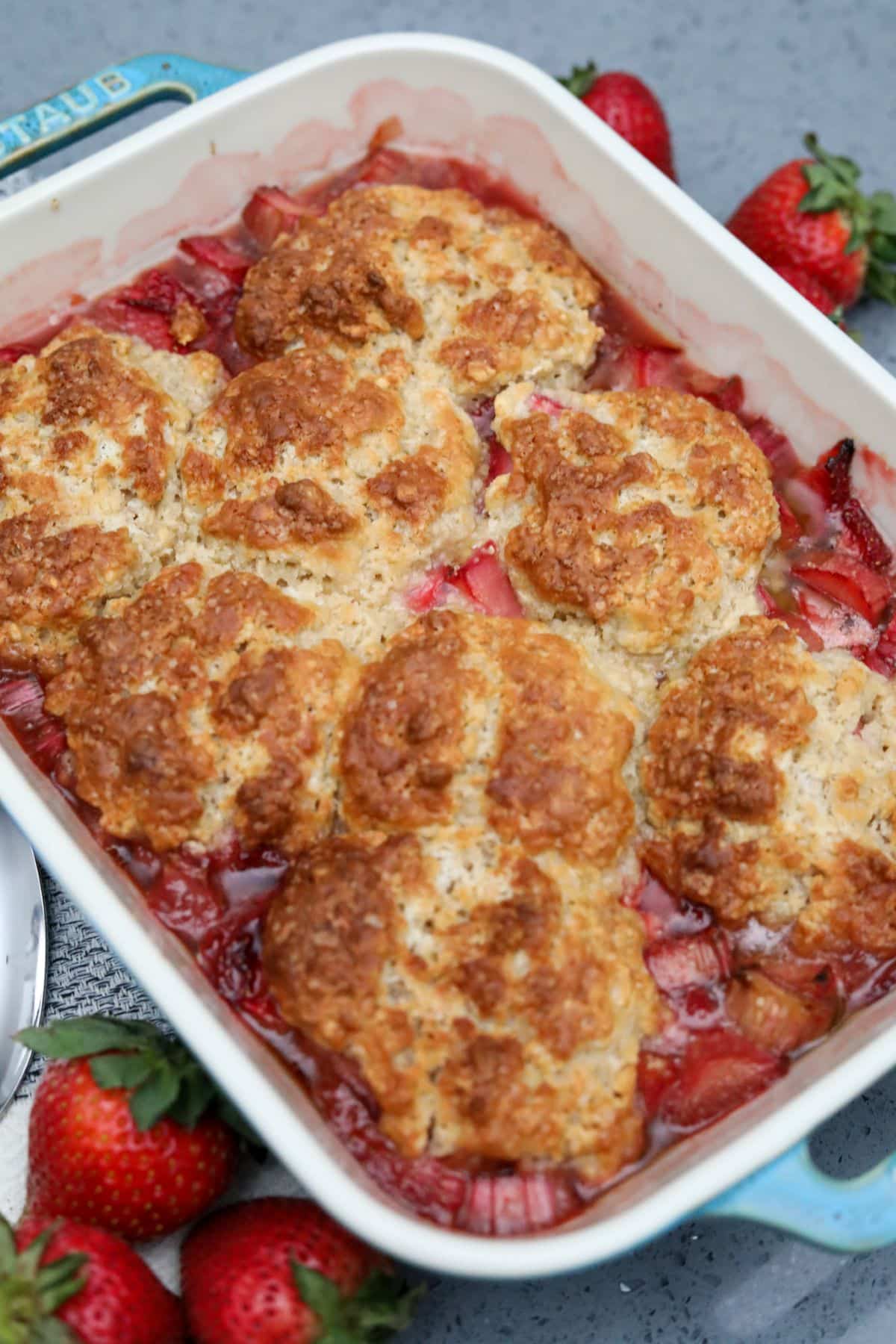 Strawberry and rhubarb cobbler