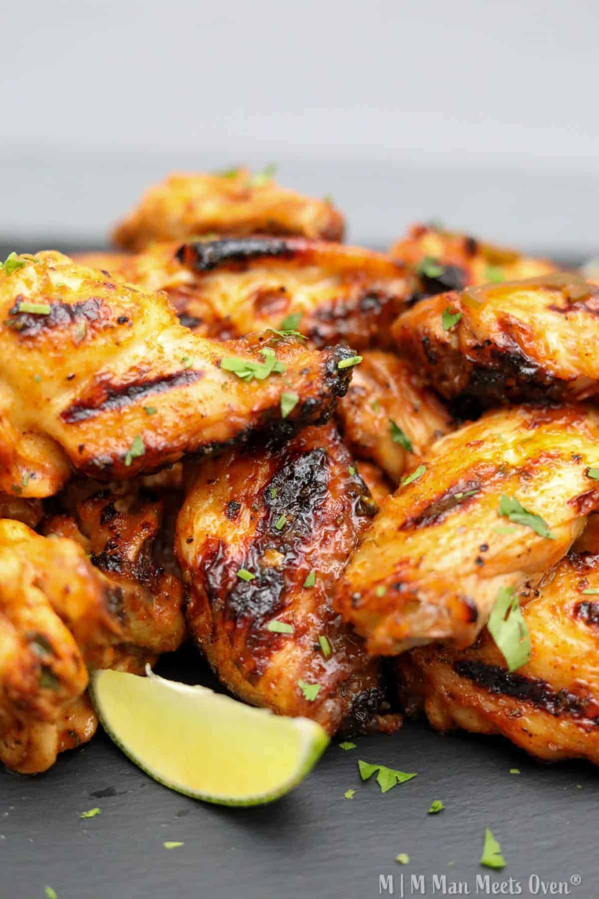 Grilled Tequila Lime Chicken Wings Man Meets Oven