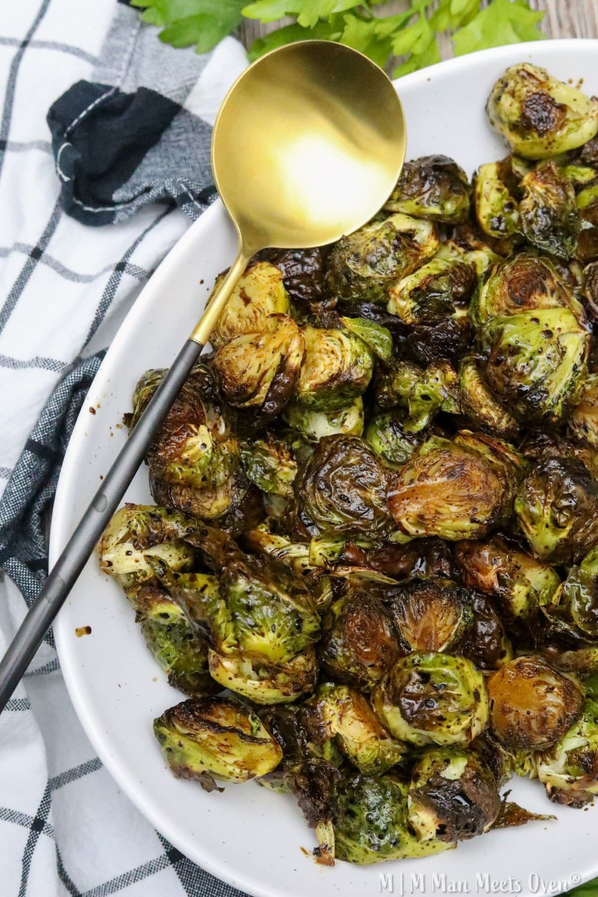 Roasted Balsamic Brussels Sprouts - Man Meets Oven