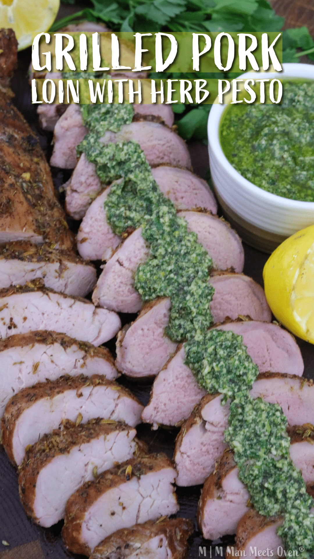 Grilled pork loin herb pesto pinterest pin