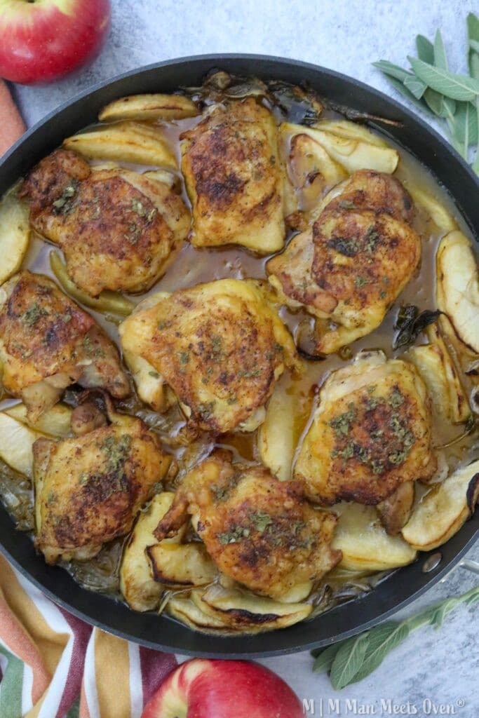 Maple dijon chicken in a pan