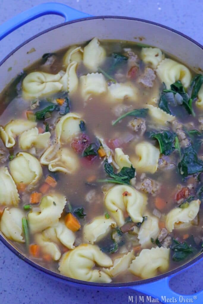 Tortellini soup ready to serve