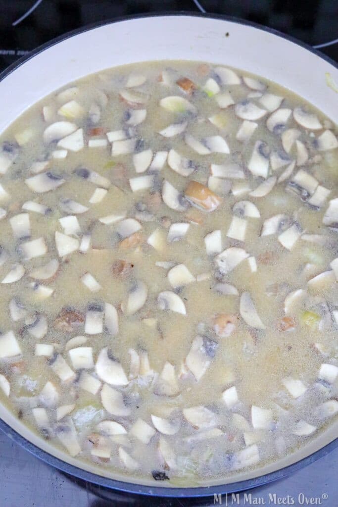 Mushroom soup in a pot
