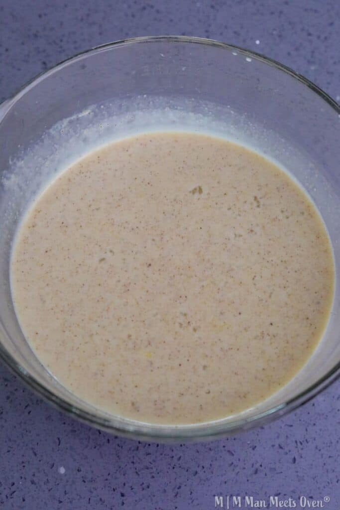 Creamy mixture in a glass bowl