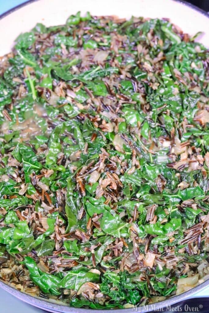Mixed greens with wild rice dish